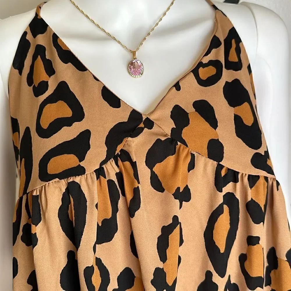 Leopard Print Razor Back Dress, M - Picture 4 of 6